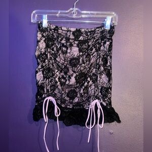 black and purple lace skirt with adjustable strings